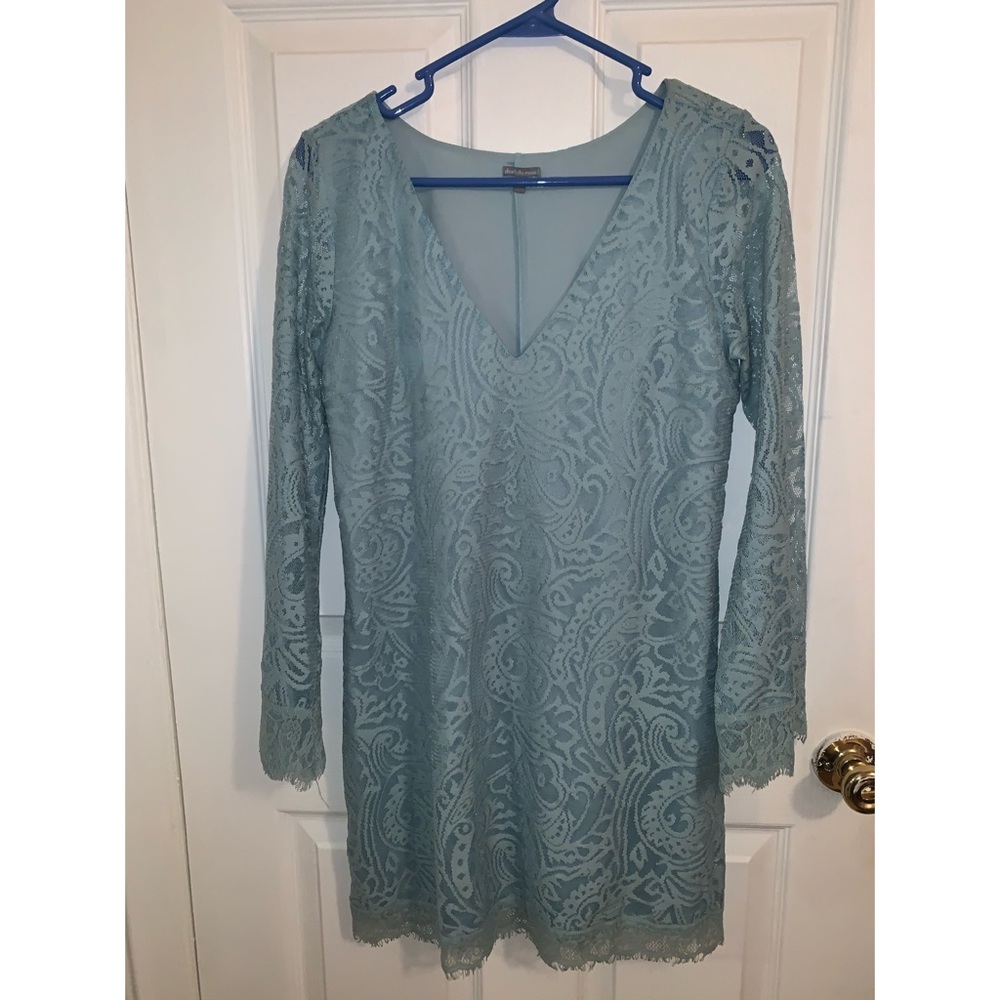 Baby Blue Long-Sleeved Lace Dress
